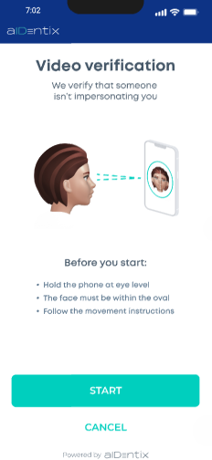 Video verification intro screen