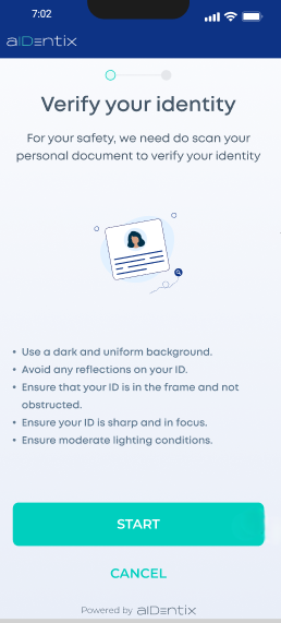 Document verification intro screen