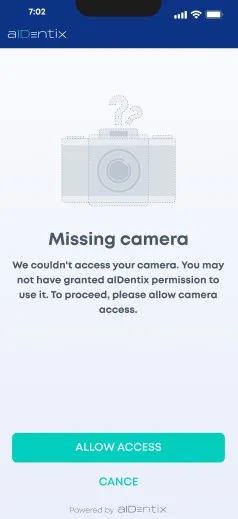 Missing camera — allow access screen