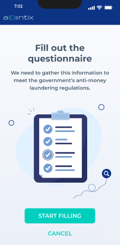 Questionnaire intro screen